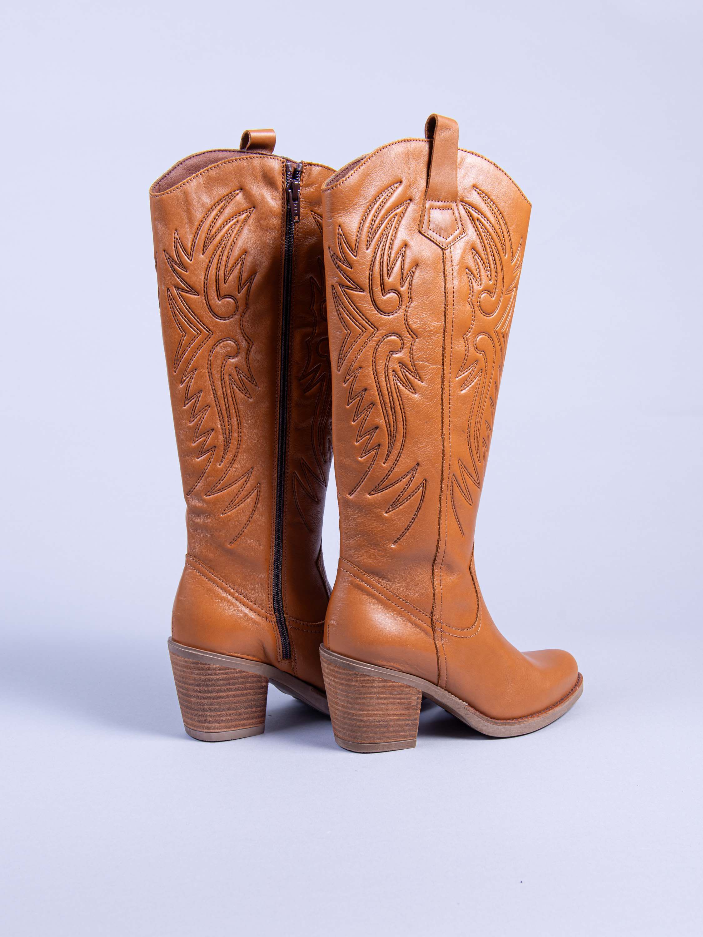 Botas cowboy de mujer marrones. Botas de mujer caña alta. Botas cowboy de calidad